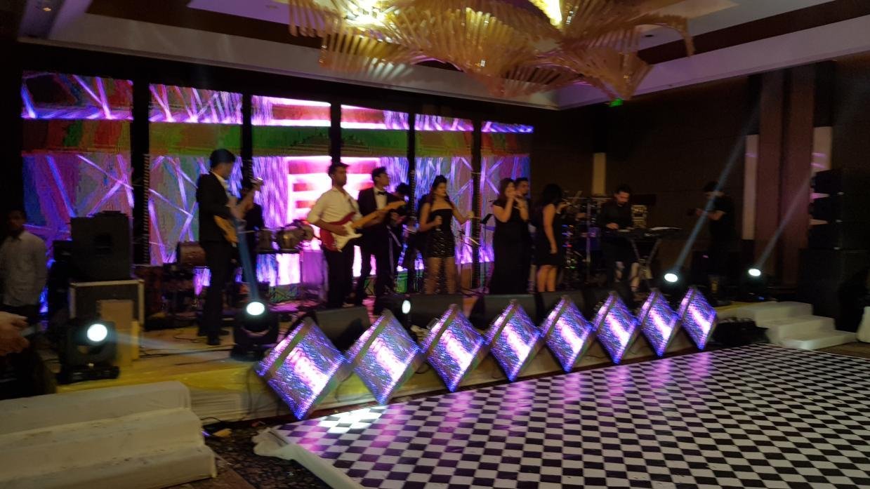 Live band on stage with LED lighting